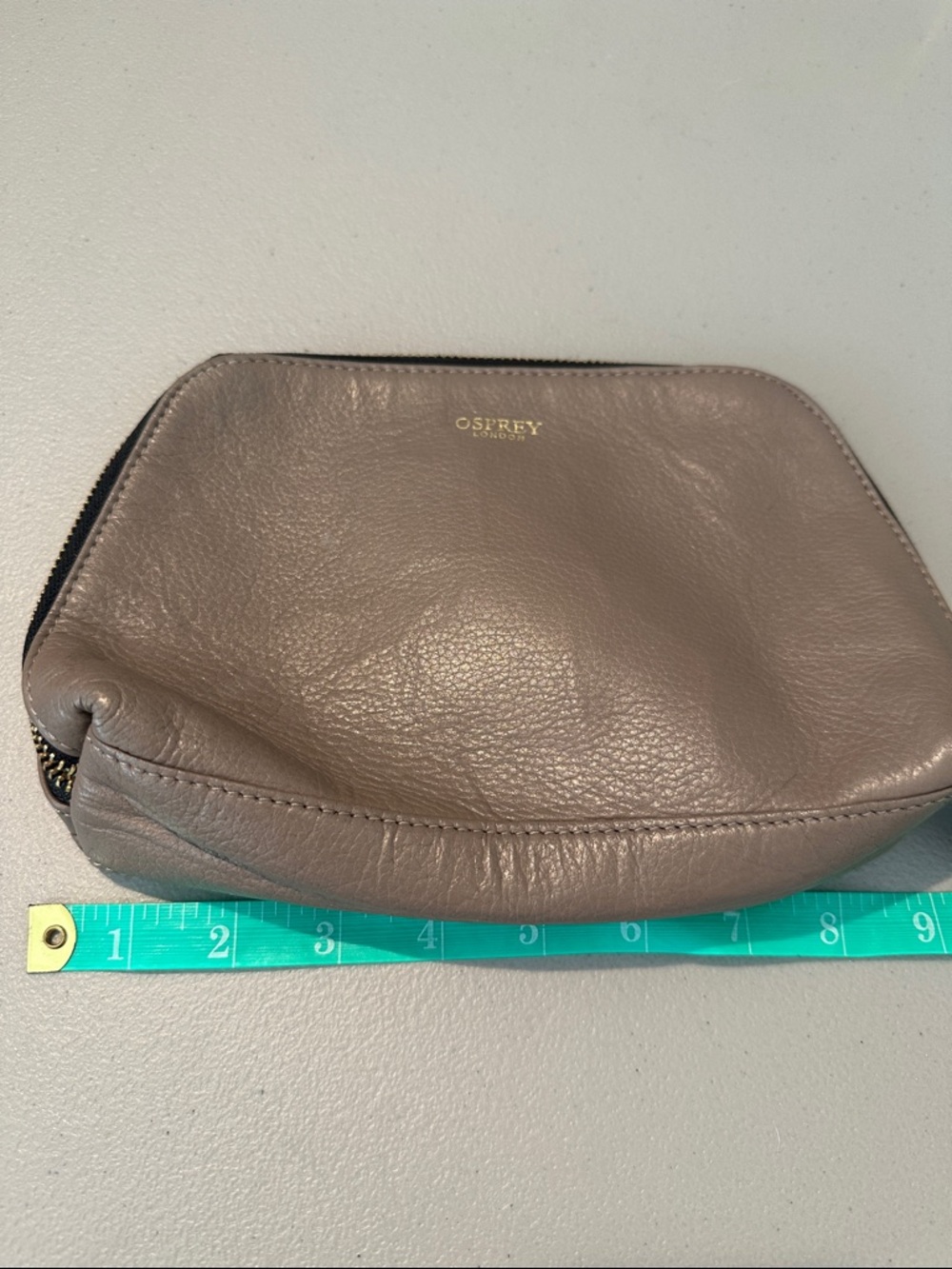 OSPREY Taupe Leather Cosmetic Pouch